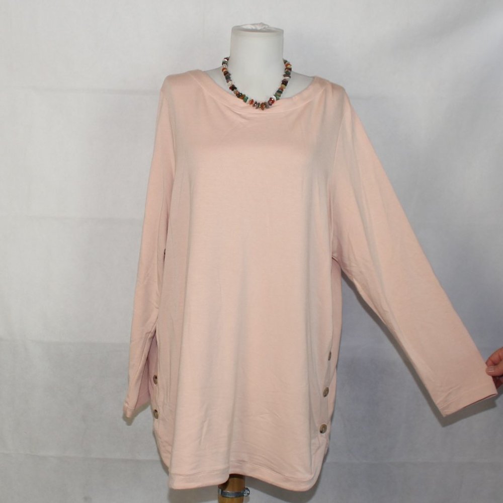 J. Jill Button side Pink Scoop Neck Tunic XL N35